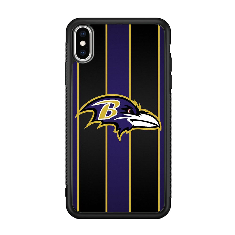 NFL Baltimore Ravens 001 iPhone Xs Case-Phone Case-Rubber Black (2D Case)-Altracase