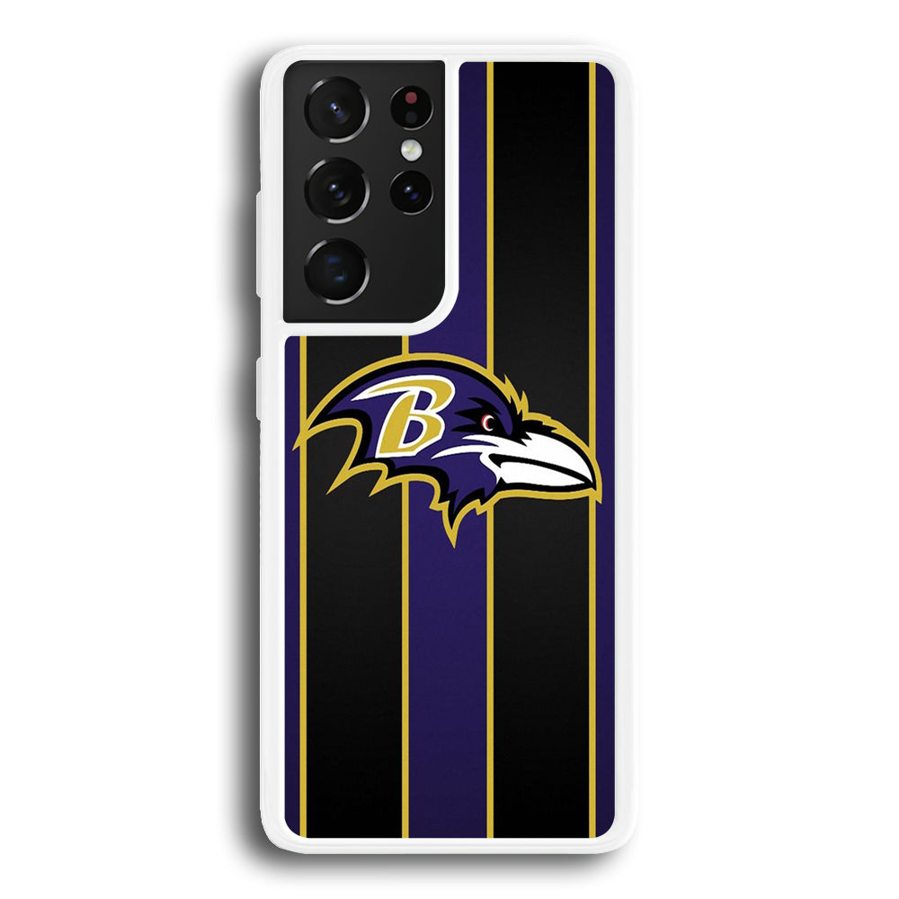 NFL Baltimore Ravens 001 Samsung Galaxy S21 Ultra Case-Phone Case-Rubber White (2D Case)-Altracase