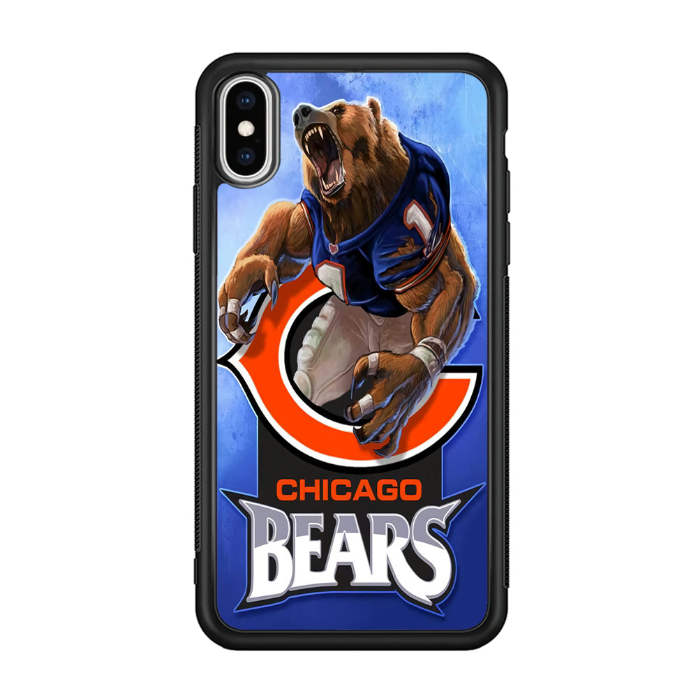 NFL Chicago Bears 001 iPhone Xs Case-Phone Case-Rubber Black (2D Case)-Altracase