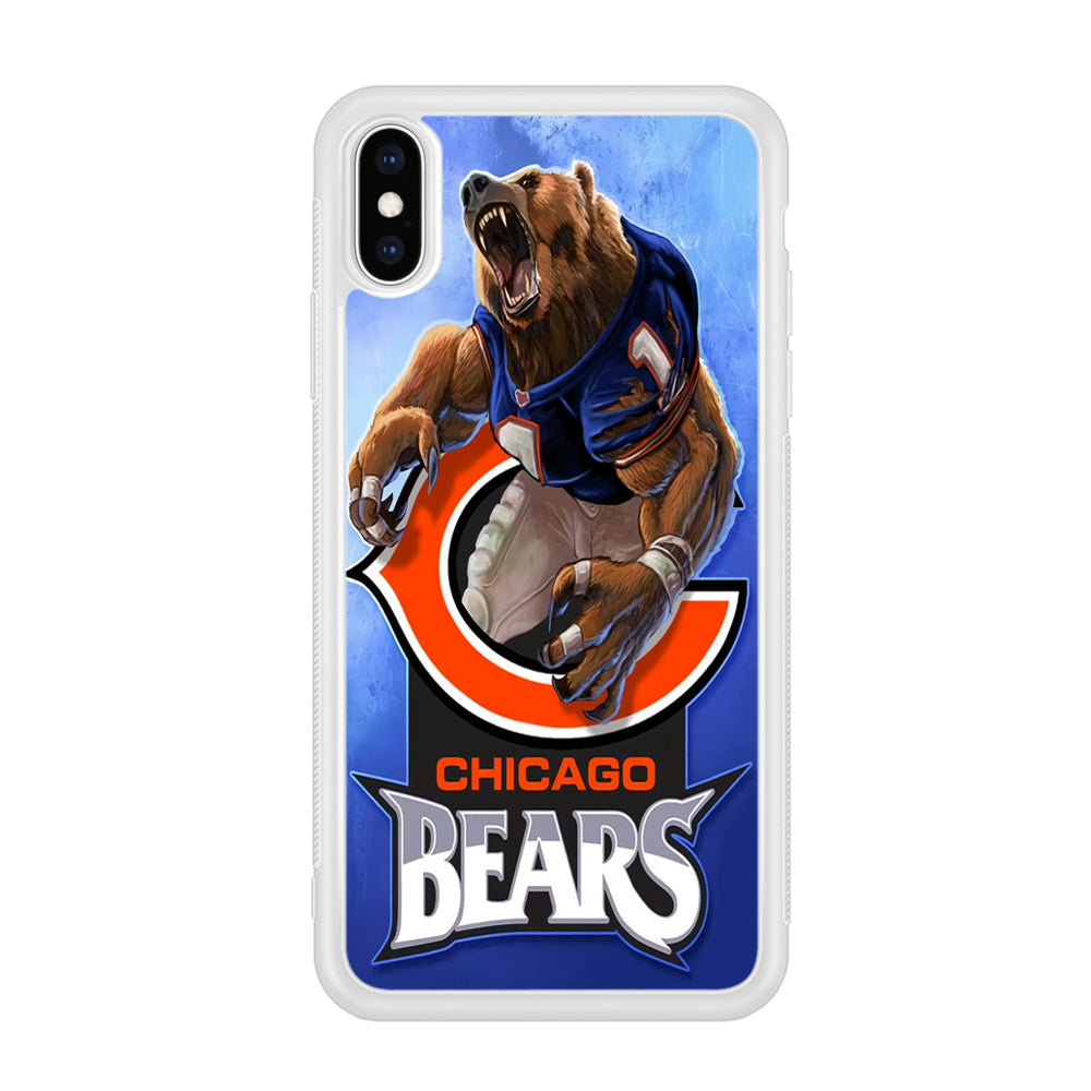 NFL Chicago Bears 001 iPhone Xs Case-Phone Case-Rubber White (2D Case)-Altracase