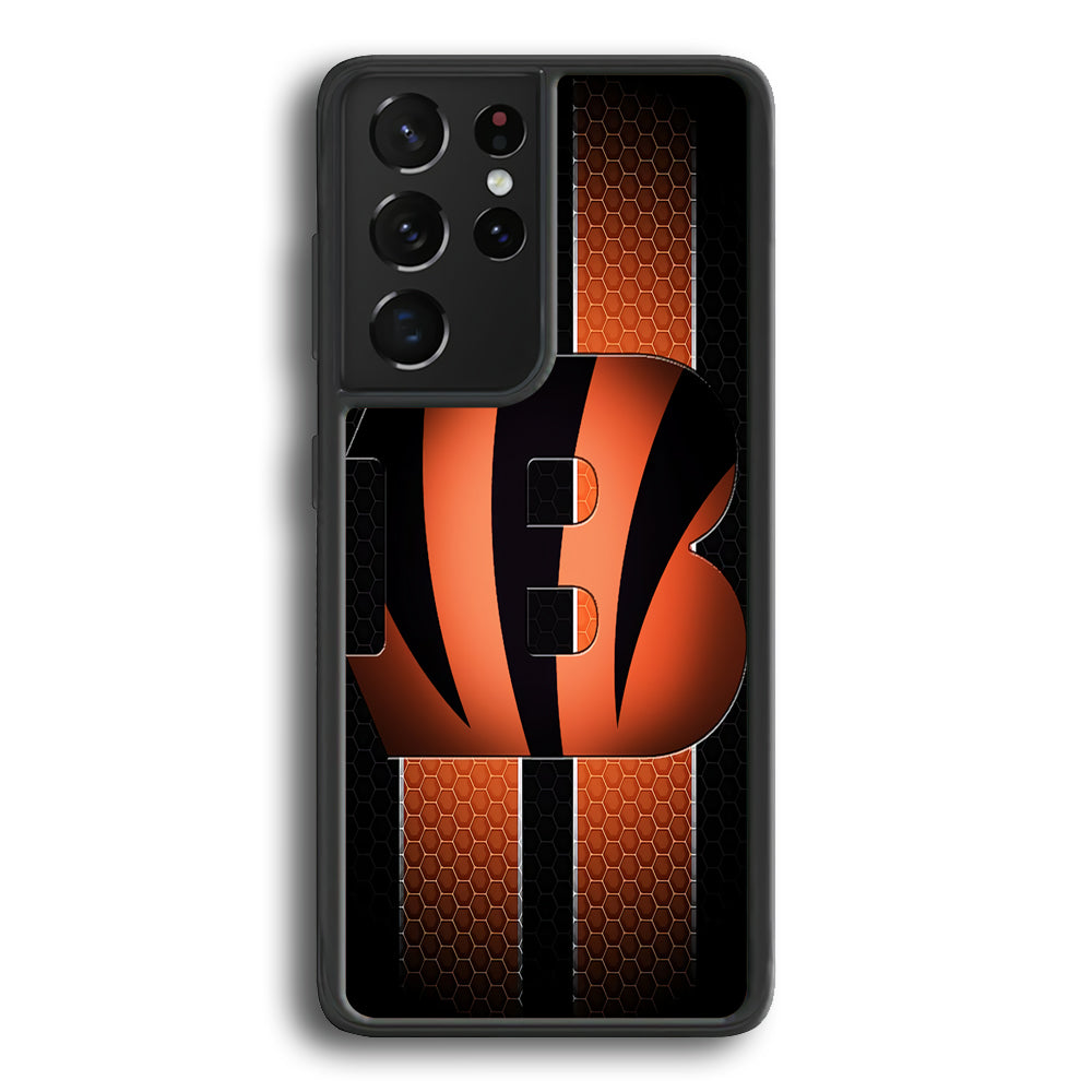 NFL Cincinnati Bengals 001 Samsung Galaxy S21 Ultra Case-Phone Case-Rubber Black (2D Case)-Altracase