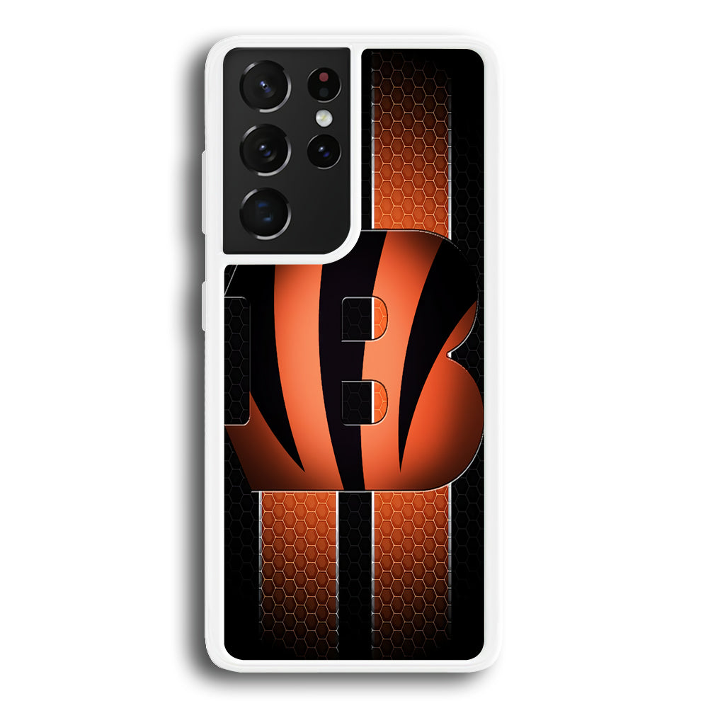 NFL Cincinnati Bengals 001 Samsung Galaxy S21 Ultra Case-Phone Case-Rubber White (2D Case)-Altracase