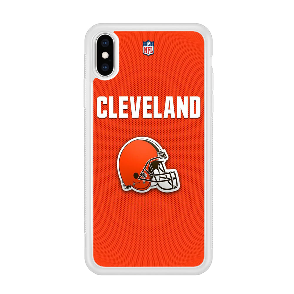 NFL Cleveland Browns 001 iPhone Xs Case-Phone Case-Rubber White (2D Case)-Altracase