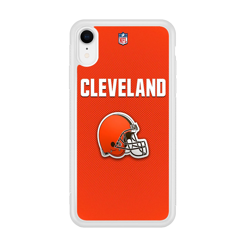 NFL Cleveland Browns 001 iPhone XR Case-Phone Case-Rubber White (2D Case)-Altracase