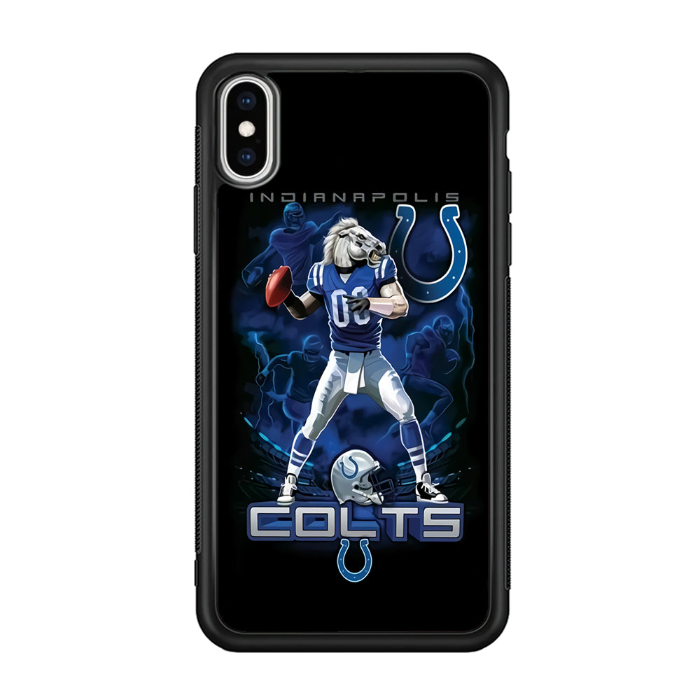 NFL Indianapolis Colts 001 iPhone Xs Case-Phone Case-Rubber Black (2D Case)-Altracase