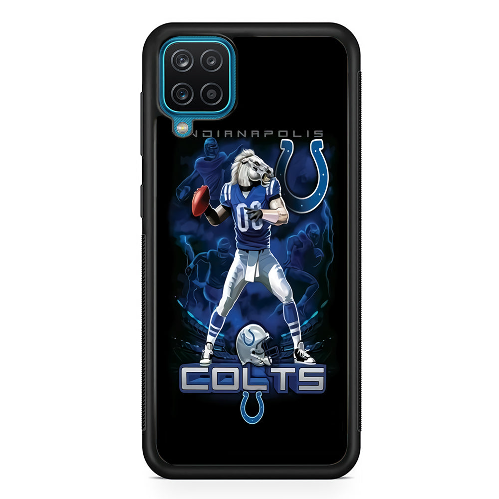 NFL Indianapolis Colts 001 Samsung Galaxy A12 Case-Phone Case-Rubber Black (2D Case)-Altracase