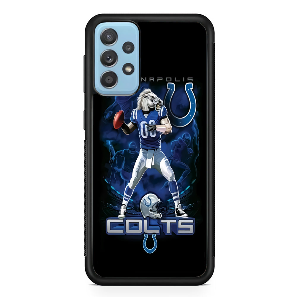 NFL Indianapolis Colts 001 Samsung Galaxy A72 Case-Phone Case-Rubber Black (2D Case)-Altracase