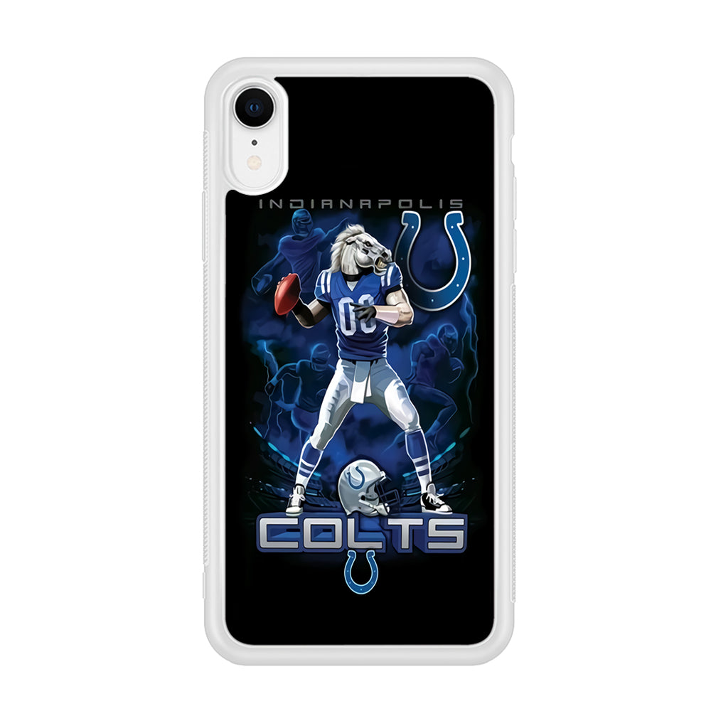 NFL Indianapolis Colts 001 iPhone XR Case-Phone Case-Rubber White (2D Case)-Altracase