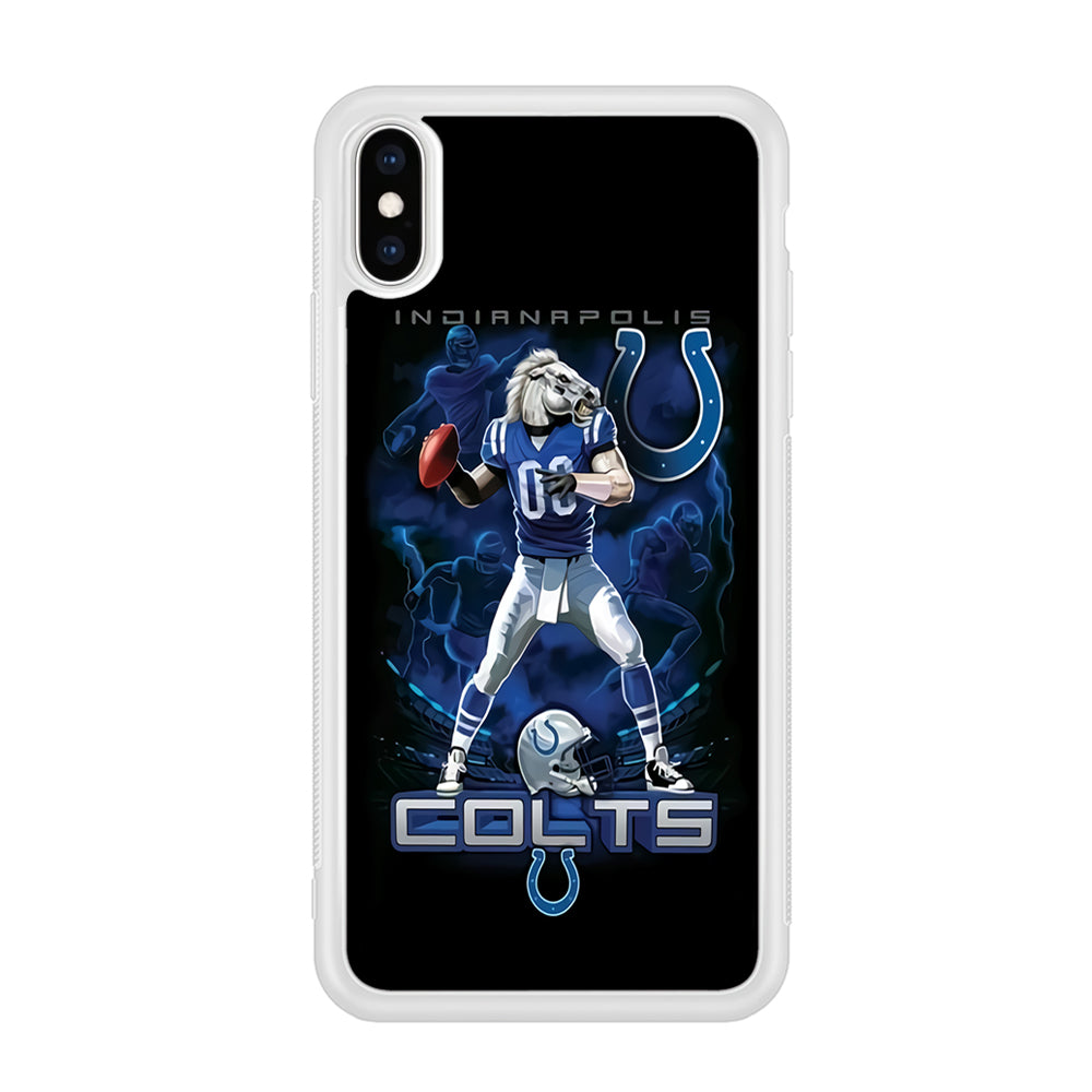 NFL Indianapolis Colts 001 iPhone Xs Case-Phone Case-Rubber White (2D Case)-Altracase