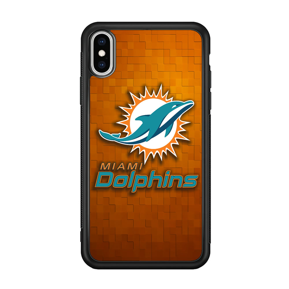 NFL Miami Dolphins 001 iPhone Xs Case-Phone Case-Rubber Black (2D Case)-Altracase