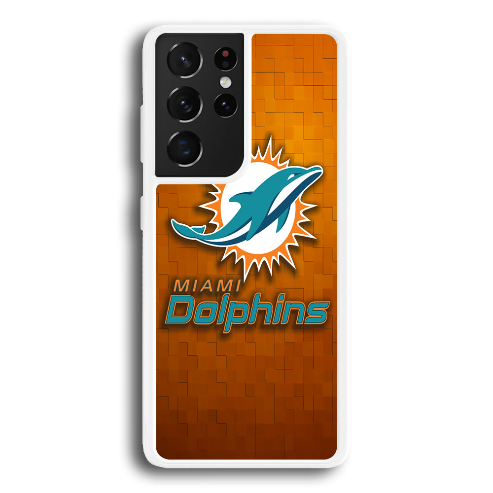 NFL Miami Dolphins 001 Samsung Galaxy S21 Ultra Case-Phone Case-Rubber White (2D Case)-Altracase