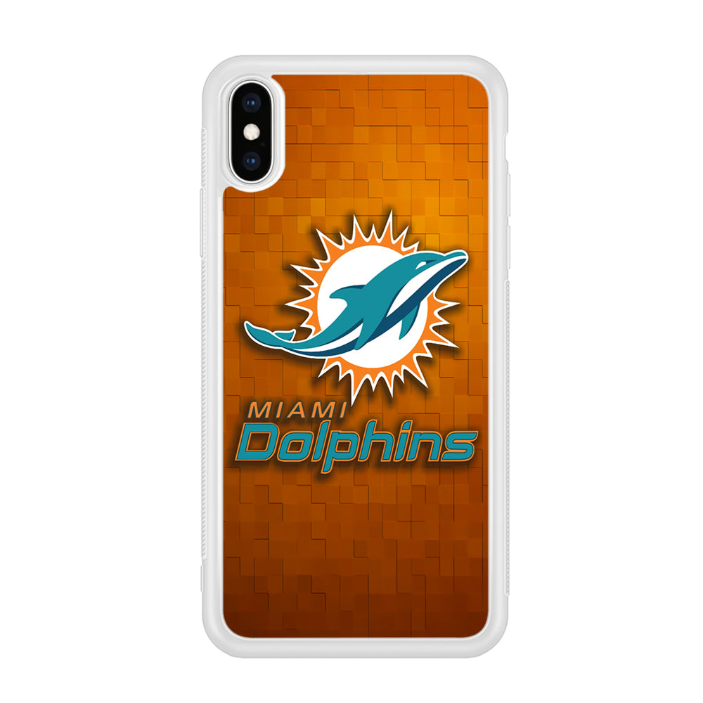 NFL Miami Dolphins 001 iPhone Xs Case-Phone Case-Rubber White (2D Case)-Altracase