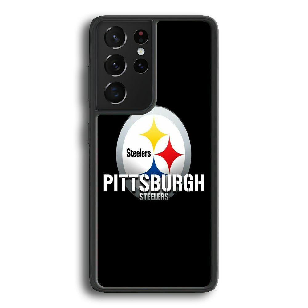 NFL Pittsburgh Steelers 001 Samsung Galaxy S21 Ultra Case-Phone Case-Rubber Black (2D Case)-Altracase