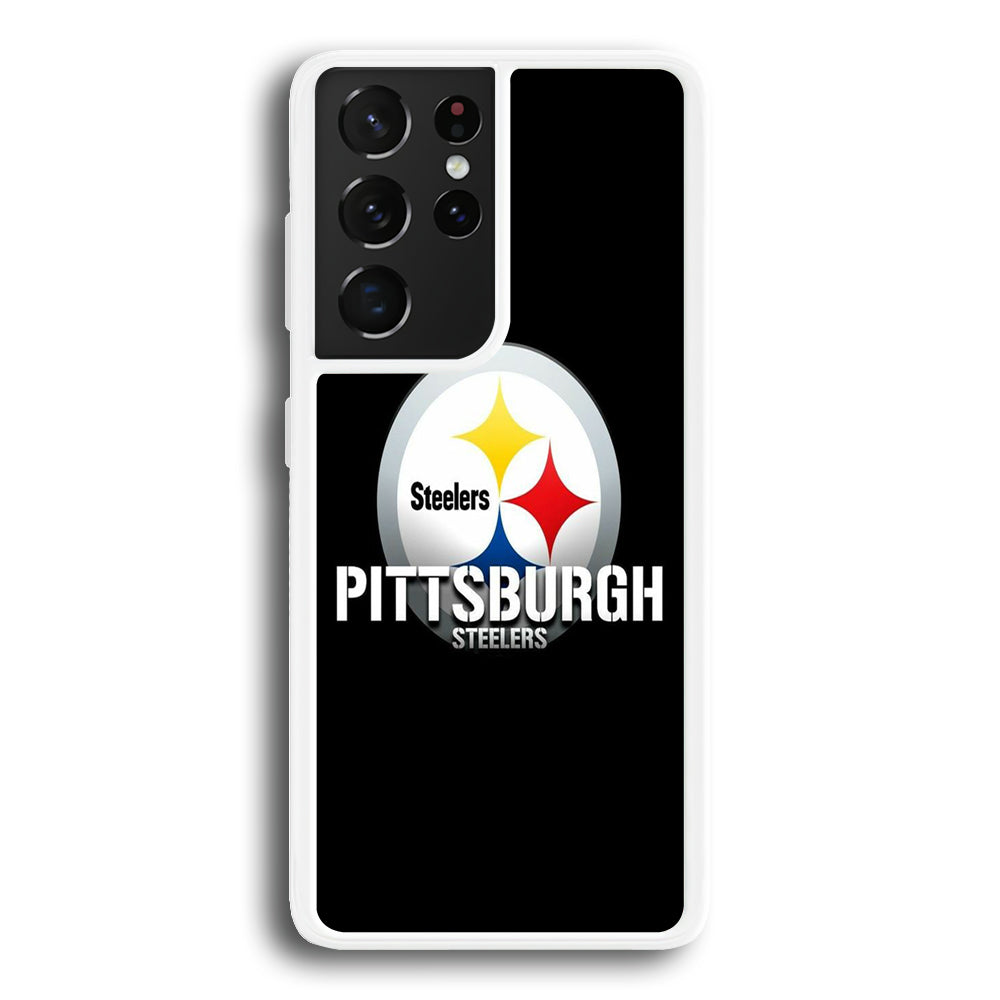 NFL Pittsburgh Steelers 001 Samsung Galaxy S21 Ultra Case-Phone Case-Rubber White (2D Case)-Altracase