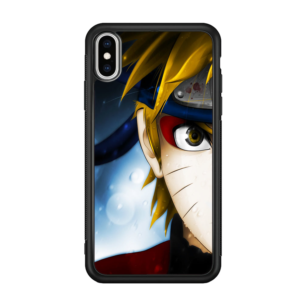 Naruto Half Face iPhone Xs Case-Phone Case-Rubber Black (2D Case)-Altracase