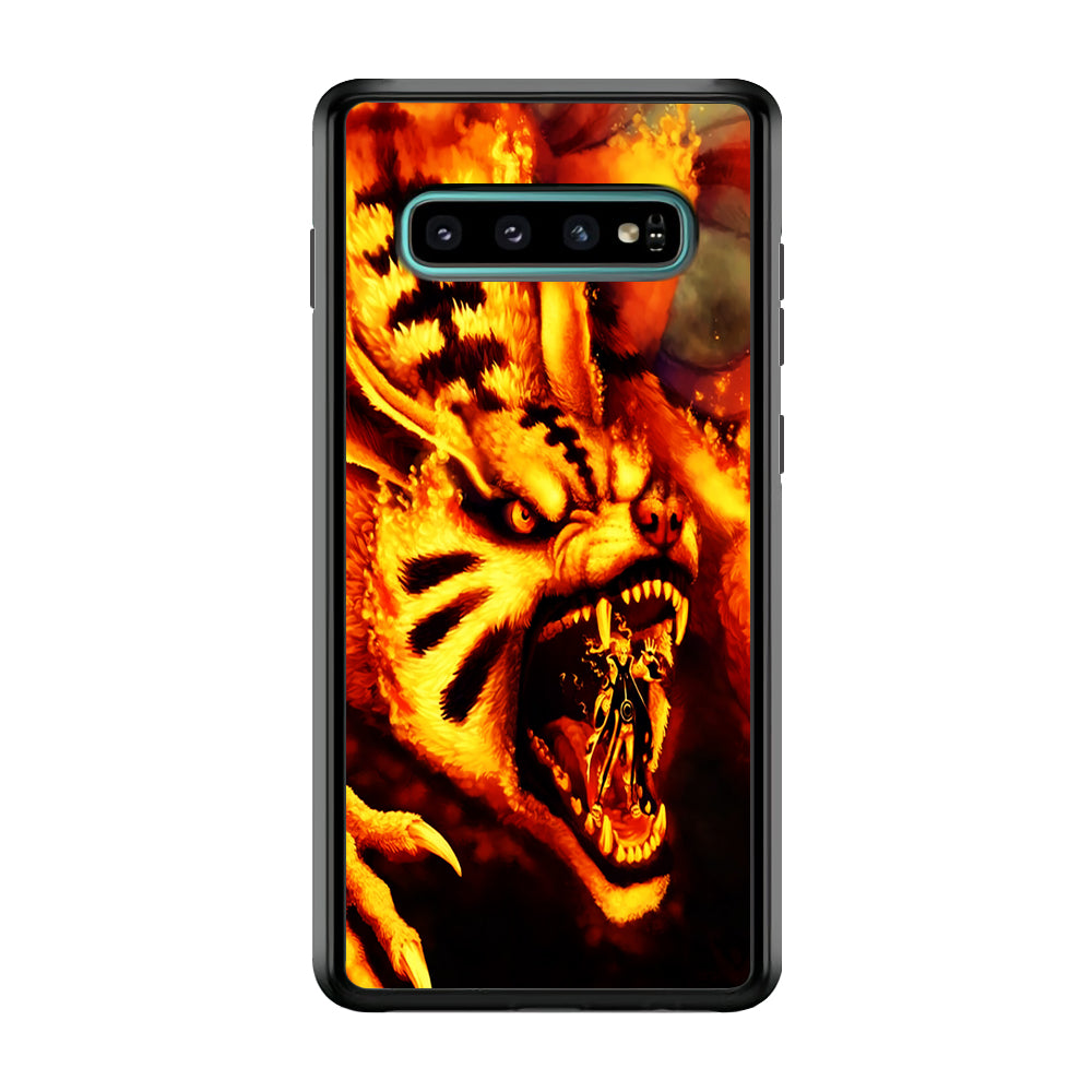 Naruto Nine Tailed Demon Fox Samsung Galaxy S10 Case-Phone Case-Rubber Black (2D Case)-Altracase