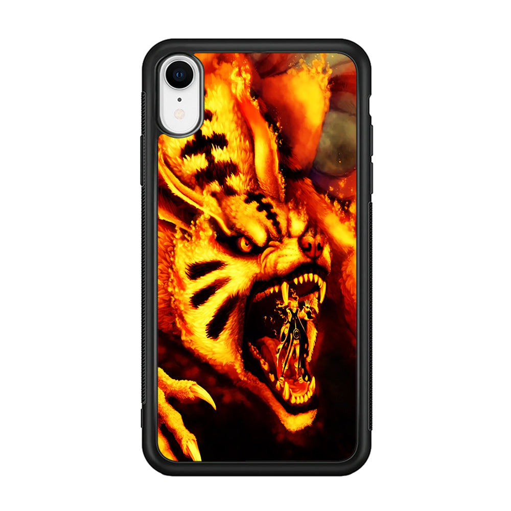 Naruto Nine Tailed Demon Fox iPhone XR Case-Phone Case-Rubber Black (2D Case)-Altracase