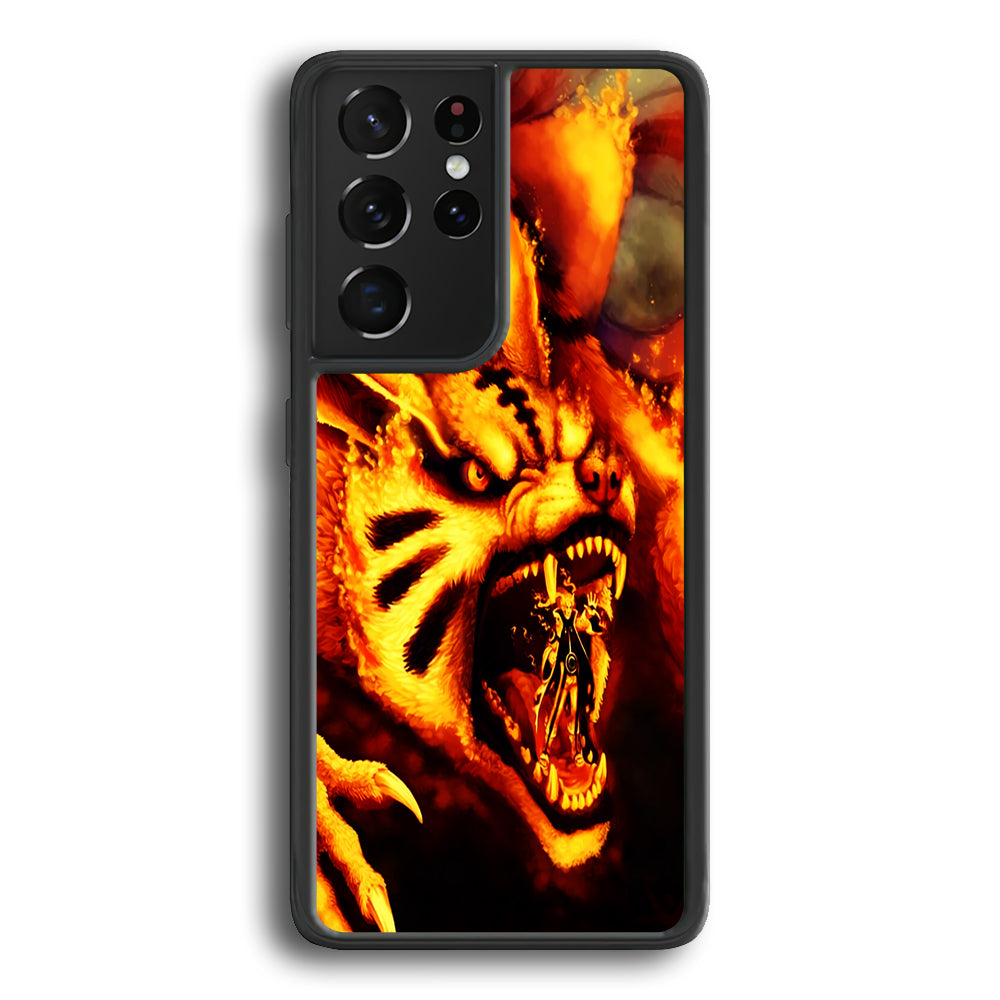 Naruto Nine Tailed Demon Fox Samsung Galaxy S21 Ultra Case-Phone Case-Rubber Black (2D Case)-Altracase