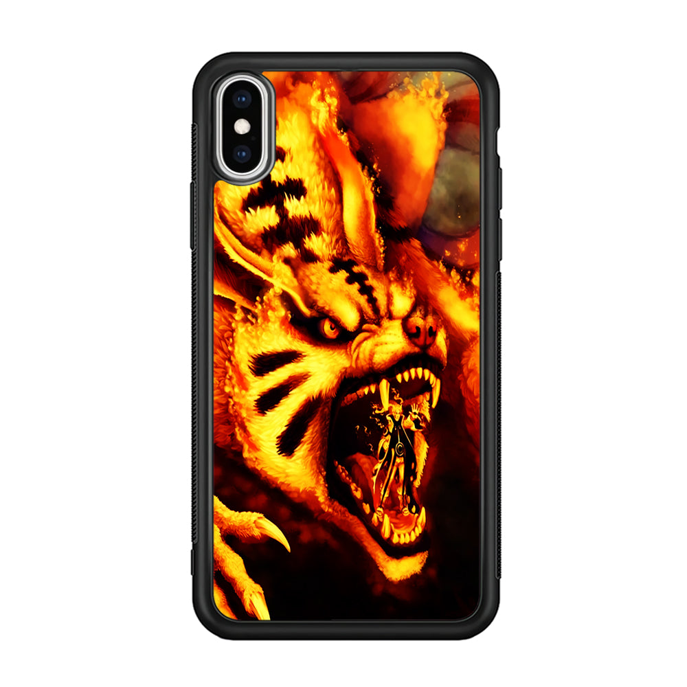Naruto Nine Tailed Demon Fox iPhone Xs Case-Phone Case-Rubber Black (2D Case)-Altracase