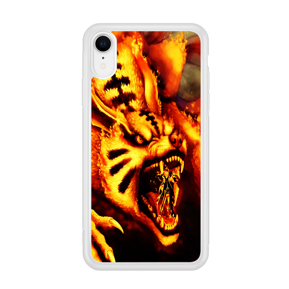 Naruto Nine Tailed Demon Fox iPhone XR Case-Phone Case-Rubber White (2D Case)-Altracase