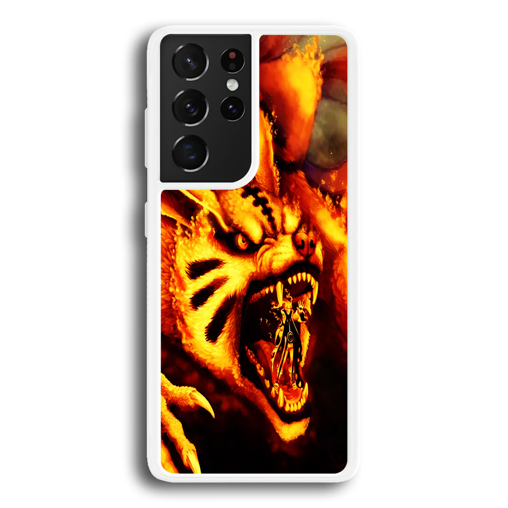 Naruto Nine Tailed Demon Fox Samsung Galaxy S21 Ultra Case-Phone Case-Rubber White (2D Case)-Altracase