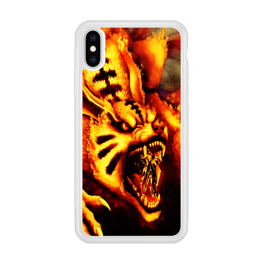 Naruto Nine Tailed Demon Fox iPhone Xs Case-Phone Case-Rubber White (2D Case)-Altracase