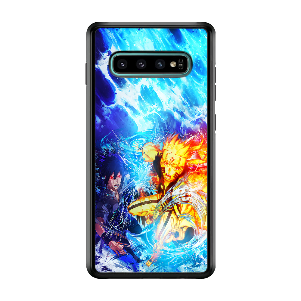 Naruto Sasuke Together Samsung Galaxy S10 Case-Phone Case-Rubber Black (2D Case)-Altracase