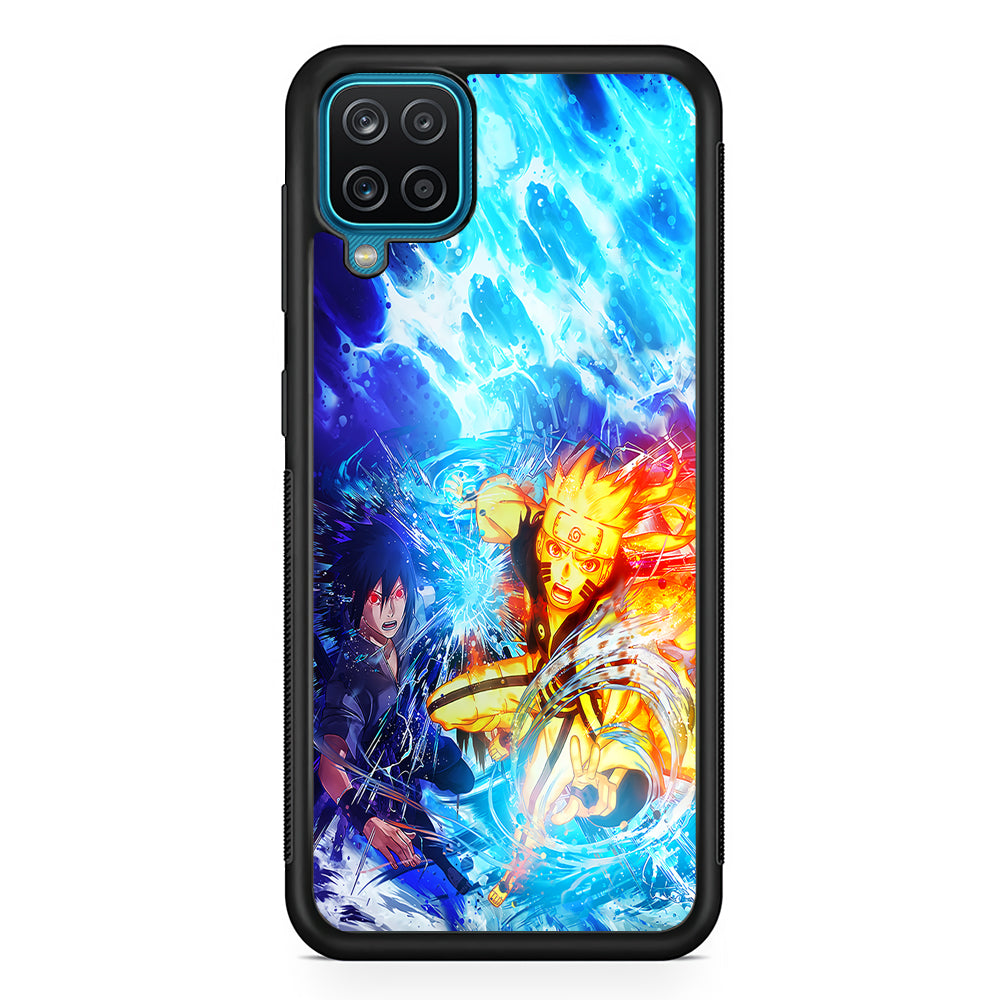 Naruto Sasuke Together Samsung Galaxy A12 Case-Phone Case-Rubber Black (2D Case)-Altracase