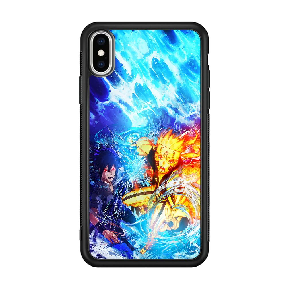 Naruto Sasuke Together iPhone X Case-Phone Case-Rubber Black (2D Case)-Altracase