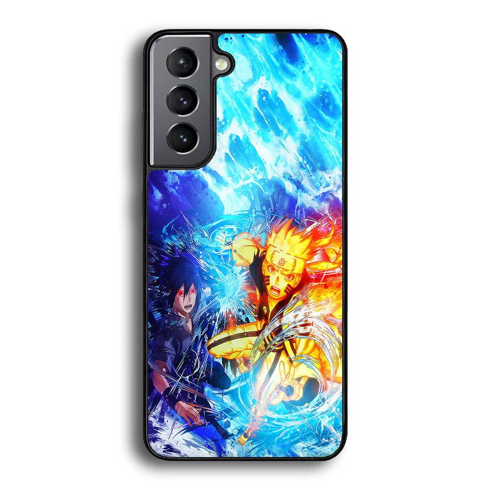 Naruto Sasuke Together Samsung Galaxy S24 Case-Phone Case-Rubber Black (2D Case)-Altracase