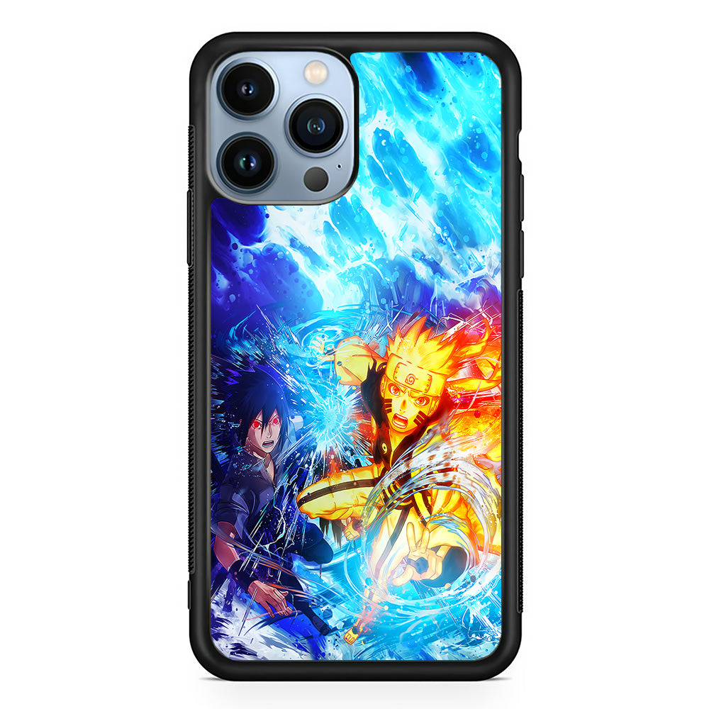 Naruto Sasuke Together iPhone 15 Pro Max Case-Phone Case-Rubber Black (2D Case)-Altracase