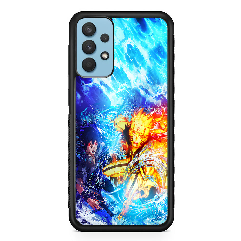 Naruto Sasuke Together Samsung Galaxy A32 Case-Phone Case-Rubber Black (2D Case)-Altracase