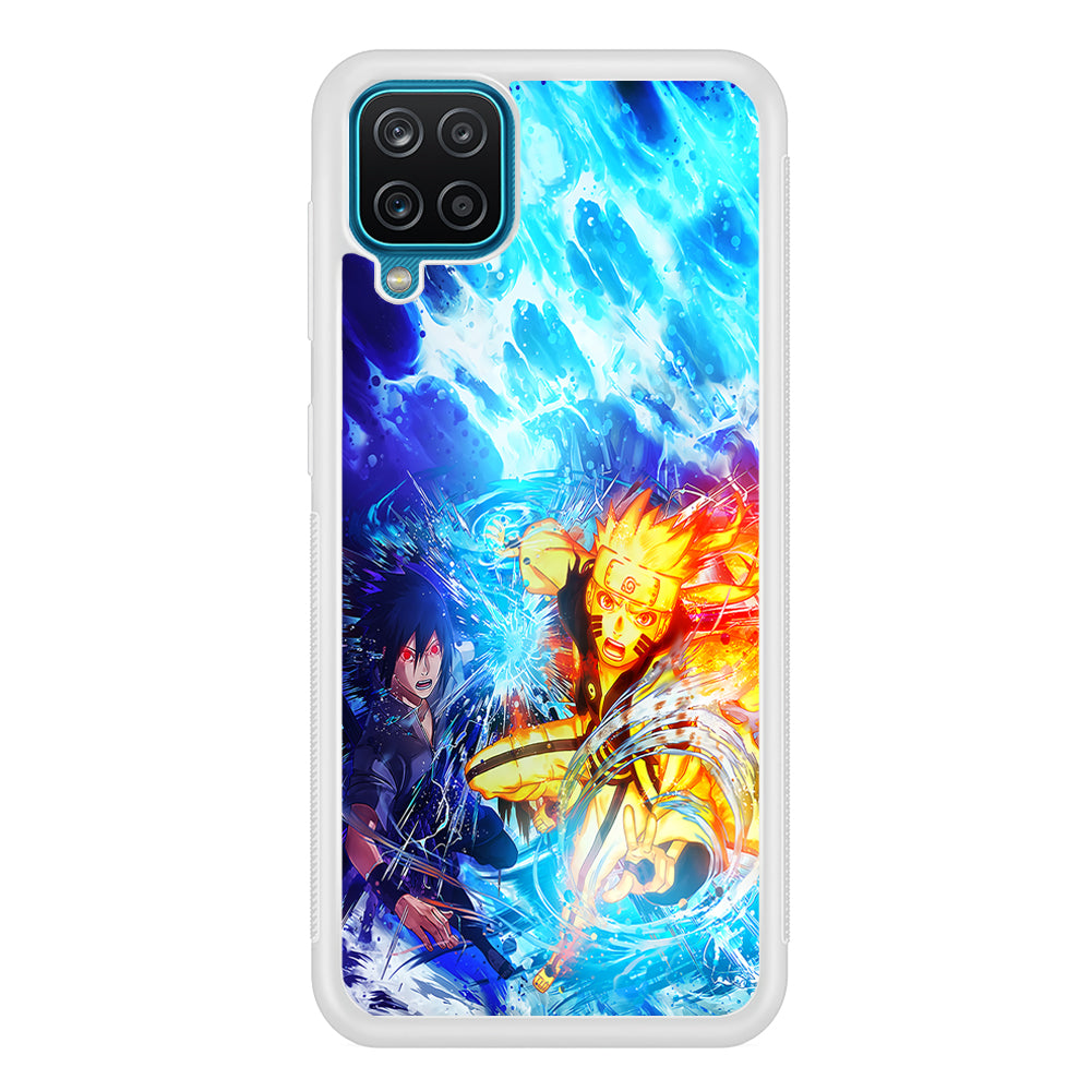 Naruto Sasuke Together Samsung Galaxy A12 Case-Phone Case-Rubber White (2D Case)-Altracase