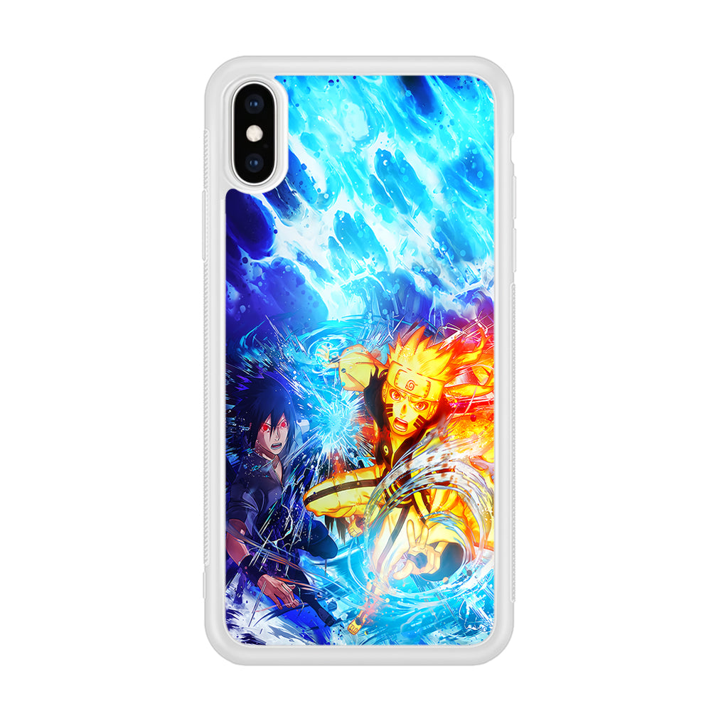 Naruto Sasuke Together iPhone Xs Case-Phone Case-Rubber White (2D Case)-Altracase
