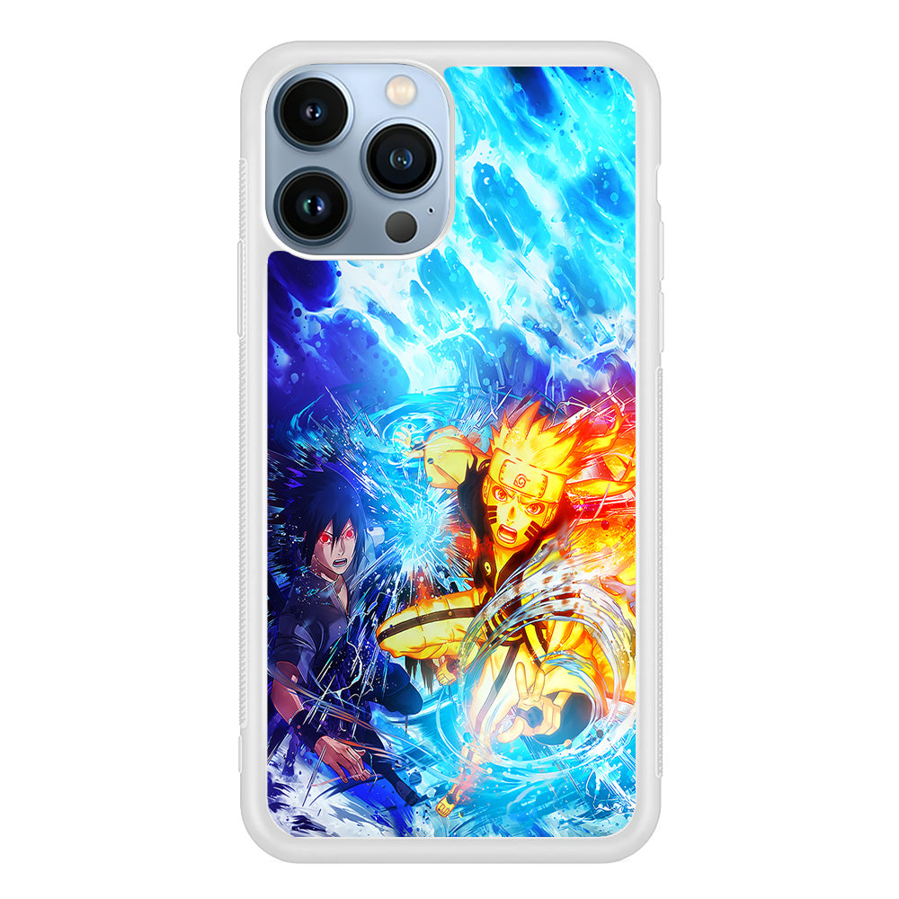 Naruto Sasuke Together iPhone 15 Pro Max Case-Phone Case-Rubber White (2D Case)-Altracase