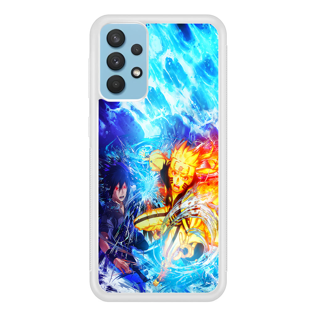 Naruto Sasuke Together Samsung Galaxy A32 Case-Phone Case-Rubber White (2D Case)-Altracase