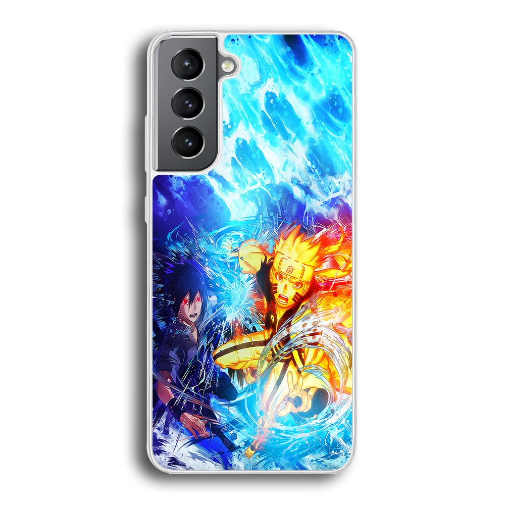 Naruto Sasuke Together Samsung Galaxy S24 Case-Phone Case-Rubber White (2D Case)-Altracase