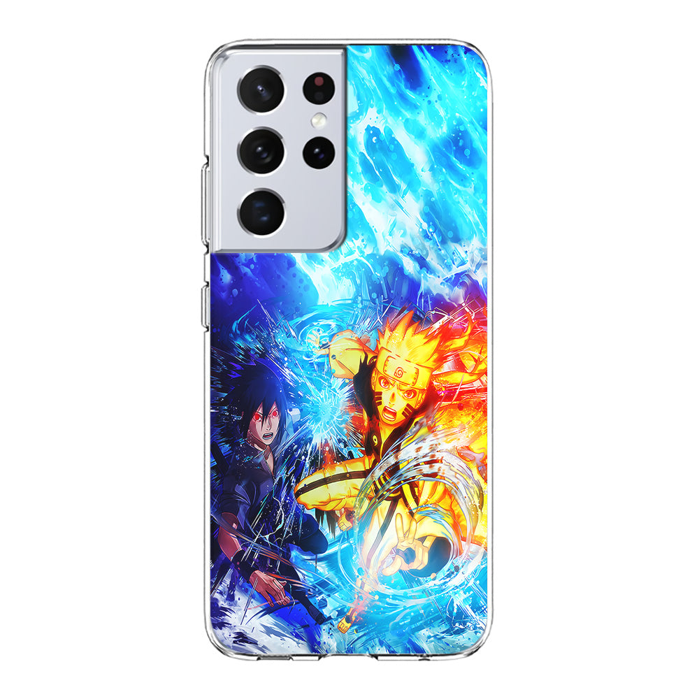 Naruto Sasuke Together Samsung Galaxy S24 Ultra Case-Phone Case-Clear Soft Case-Altracase