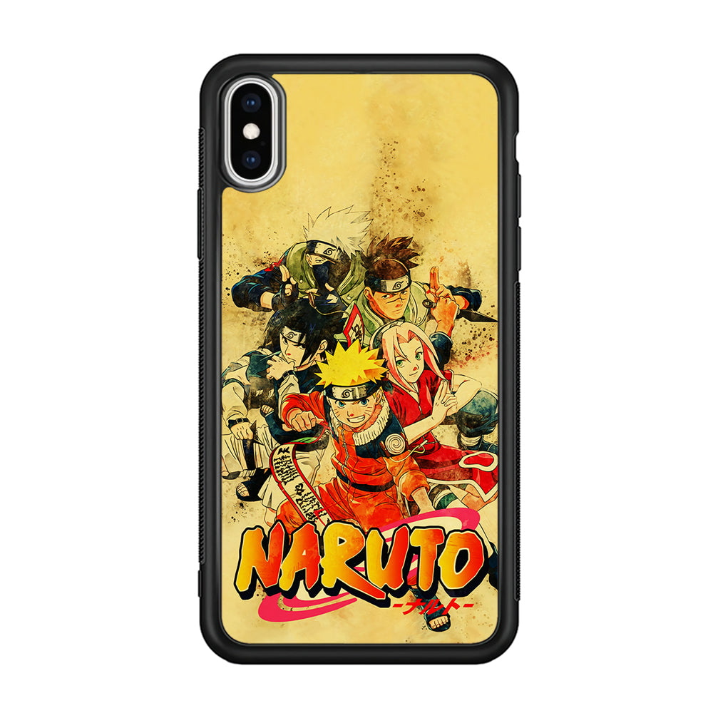 Naruto Shippuden Vintage iPhone Xs Case-Phone Case-Rubber Black (2D Case)-Altracase