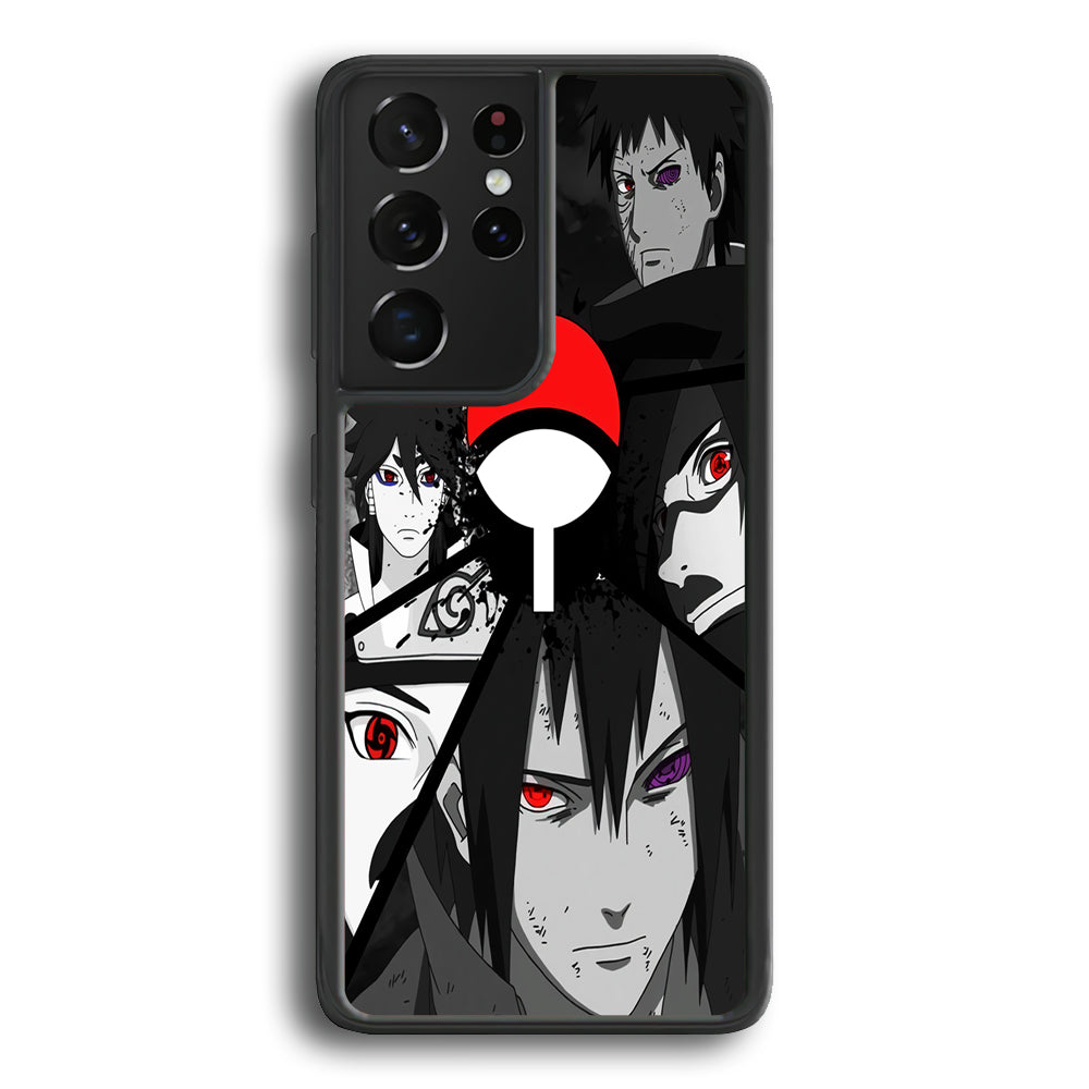 Naruto Uchiha Clan Samsung Galaxy S21 Ultra Case-Phone Case-Rubber Black (2D Case)-Altracase