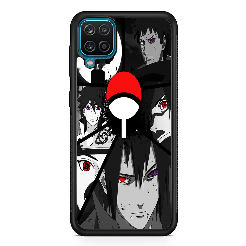 Naruto Uchiha Clan Samsung Galaxy A12 Case-Phone Case-Rubber Black (2D Case)-Altracase