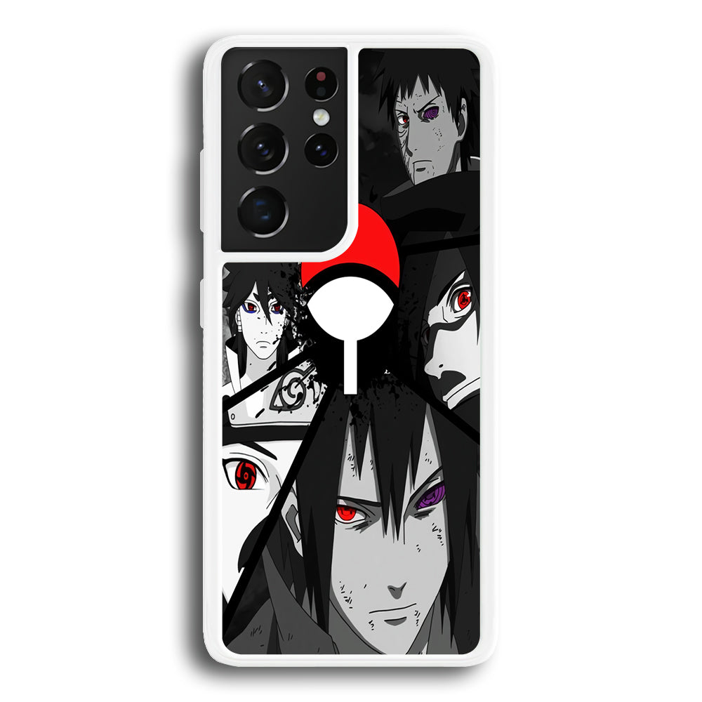 Naruto Uchiha Clan Samsung Galaxy S21 Ultra Case-Phone Case-Rubber White (2D Case)-Altracase