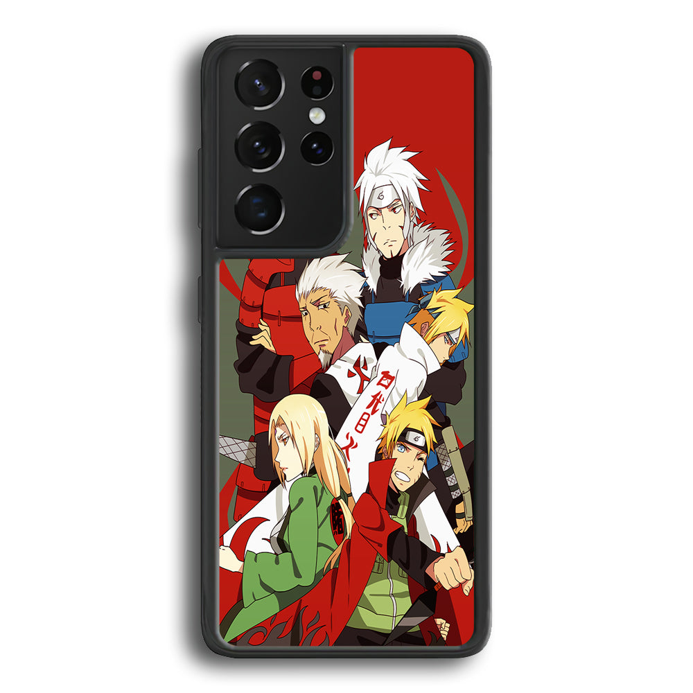 Naruto all hokages Samsung Galaxy S21 Ultra Case-Phone Case-Rubber Black (2D Case)-Altracase