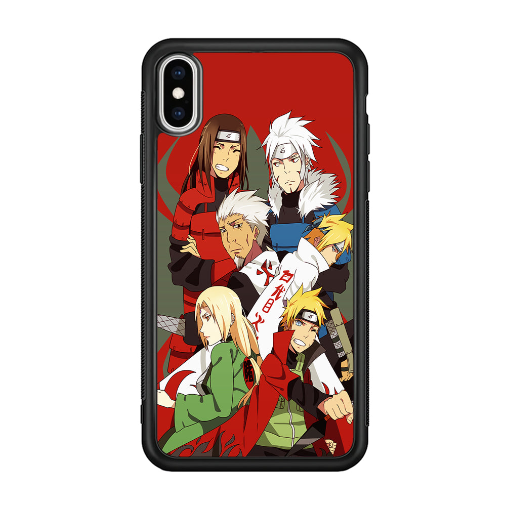 Naruto all hokages iPhone Xs Case-Phone Case-Rubber Black (2D Case)-Altracase