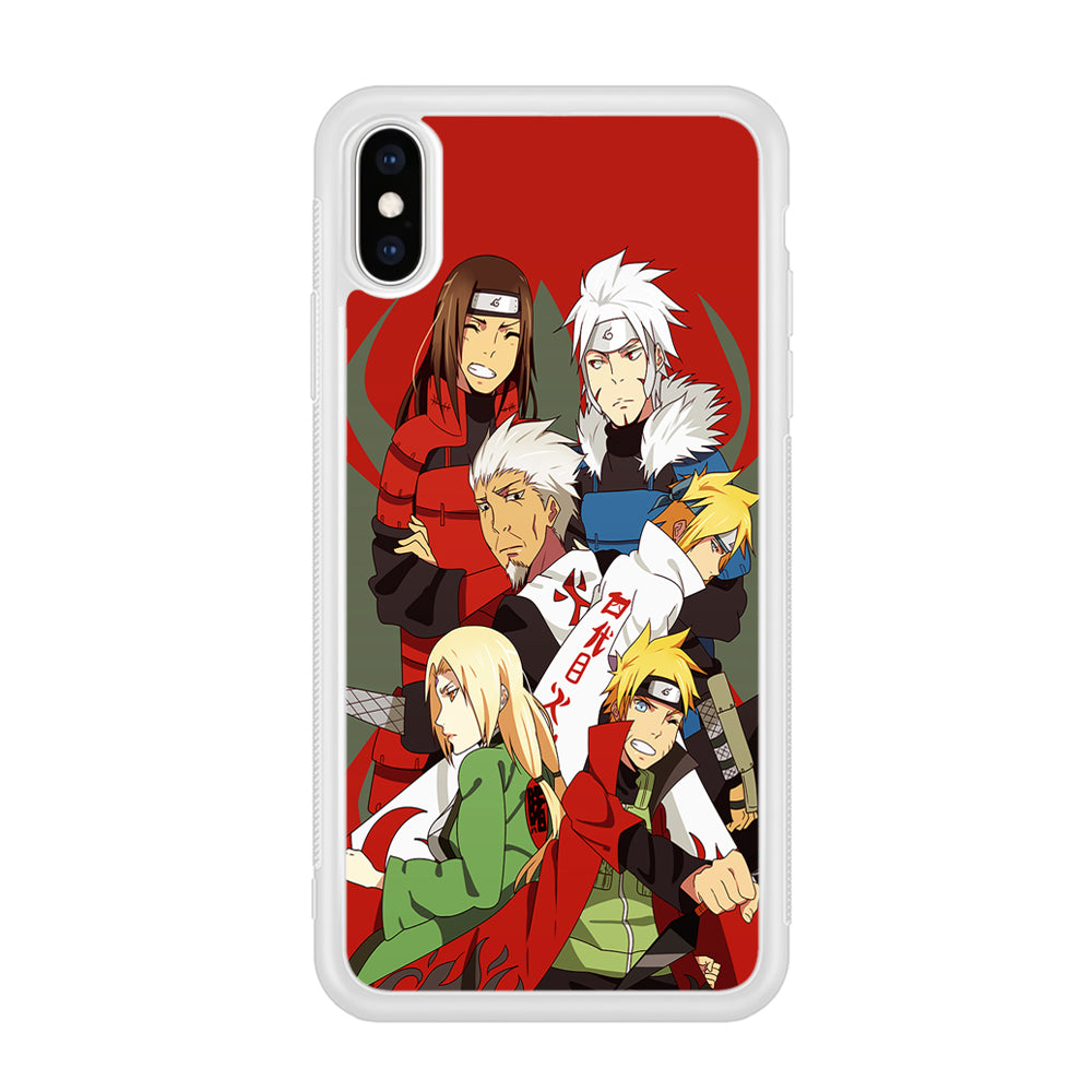 Naruto all hokages iPhone Xs Case-Phone Case-Rubber White (2D Case)-Altracase