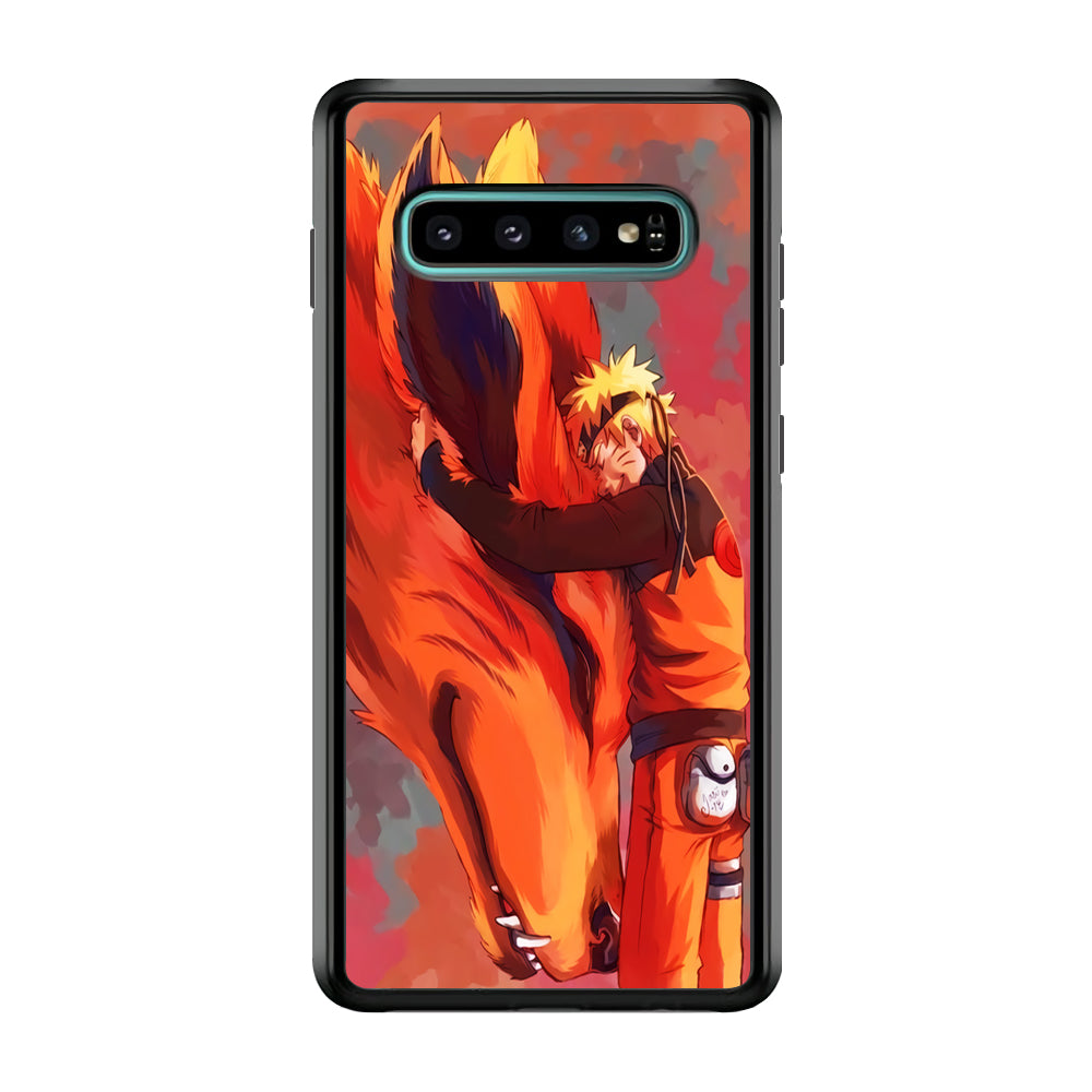 Naruto and Kurama Samsung Galaxy S10 Case-Phone Case-Rubber Black (2D Case)-Altracase