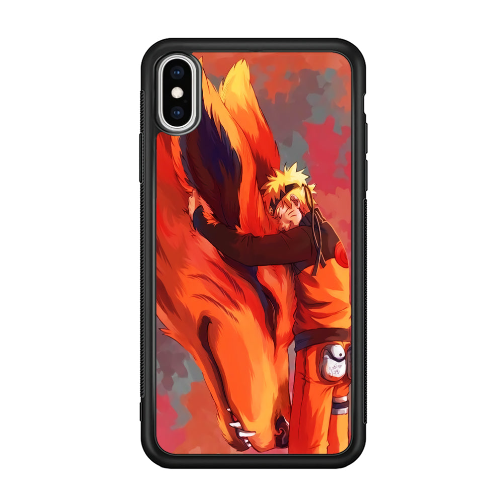 Naruto and Kurama iPhone Xs Case-Phone Case-Rubber Black (2D Case)-Altracase