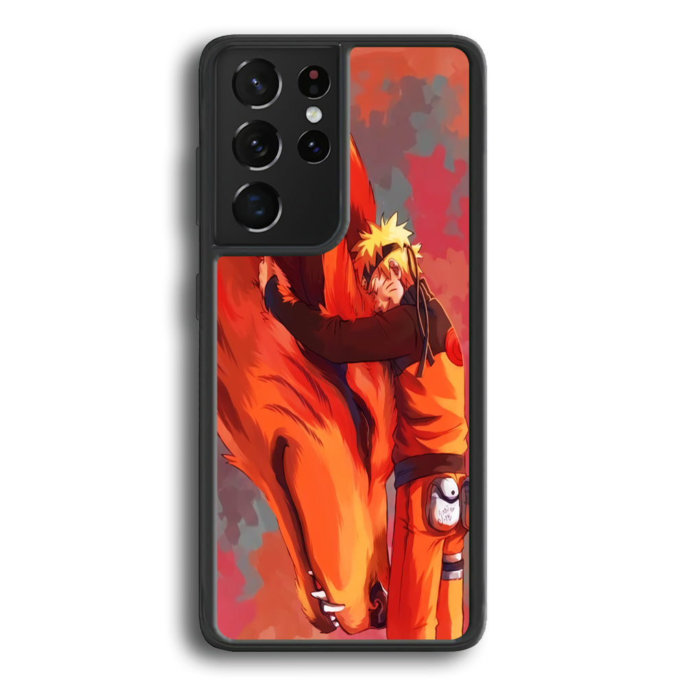 Naruto and Kurama Samsung Galaxy S21 Ultra Case-Phone Case-Rubber Black (2D Case)-Altracase