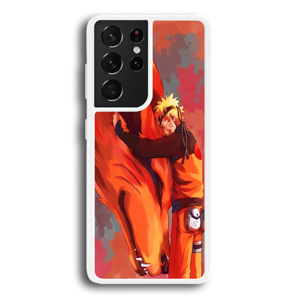 Naruto and Kurama Samsung Galaxy S21 Ultra Case-Phone Case-Rubber White (2D Case)-Altracase