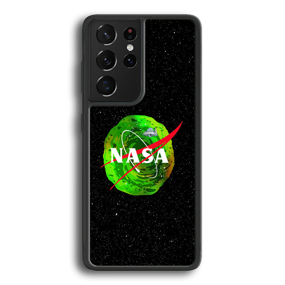 Nasa Rick and Morty Portal Samsung Galaxy S22 Ultra Case-Mobile Phone Case-Rubber Black (2D Case)-Altracase